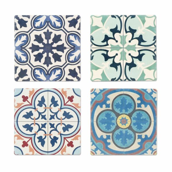 Ceramic tile-pattern coaster, 11 cm – 17648