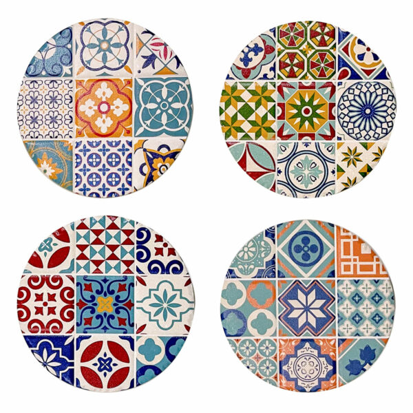 Ceramic tile-pattern coaster, 10.8 cm – 27582