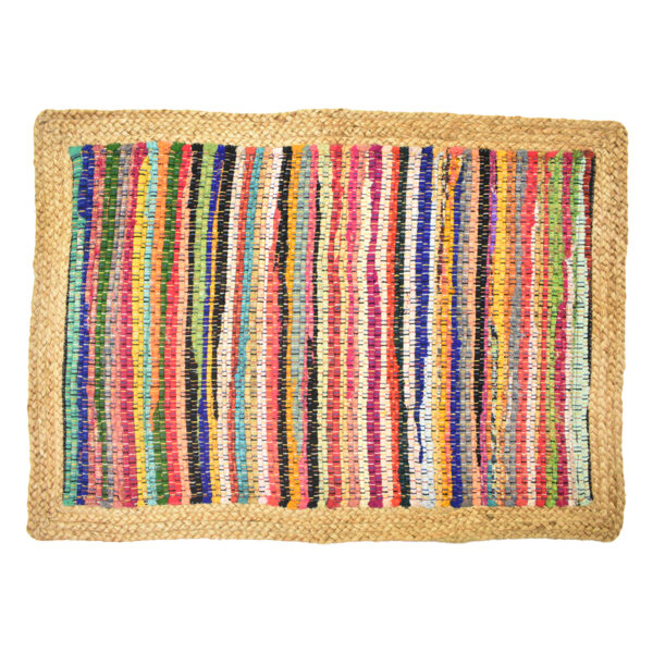Handmade cotton and jute rug, 80 × 50 cm