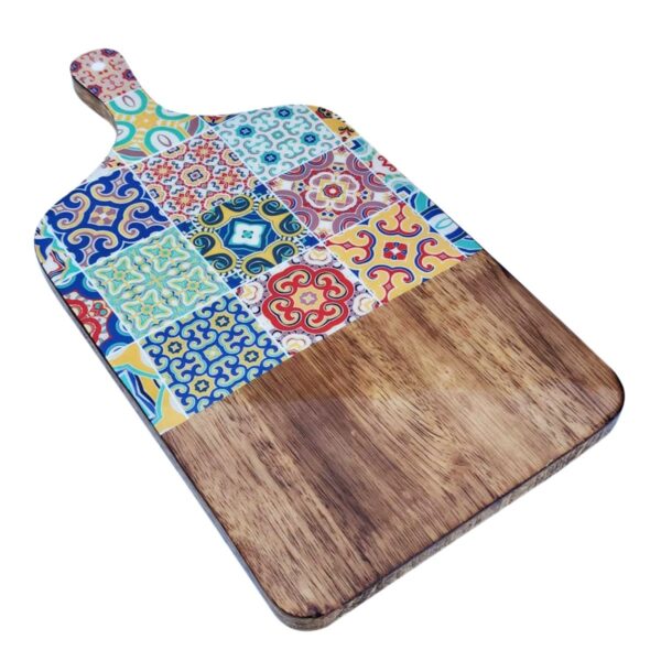 Mango wood chopping board with tile pattern, 40.5 cm – large
