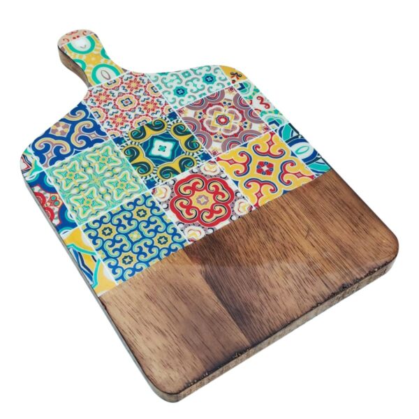 Mango wood chopping board with tile pattern, 33 cm – small