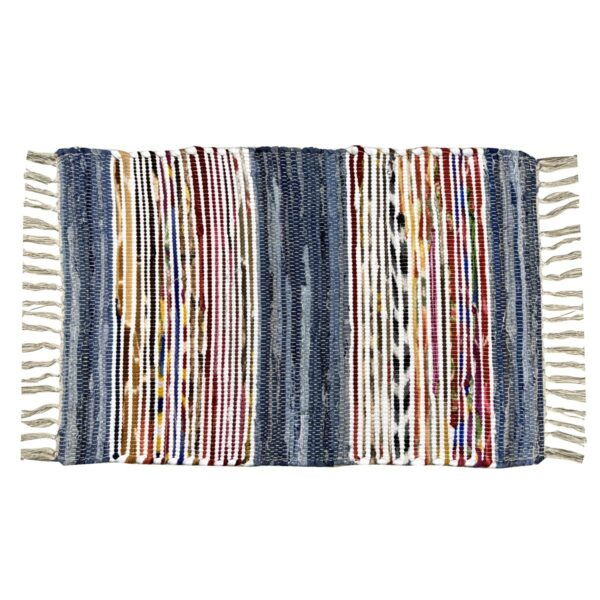 Handmade cotton and polyester rug, 80 × 50 cm