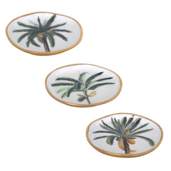 Aluminium dish with palm motif, 15 × 15 cm