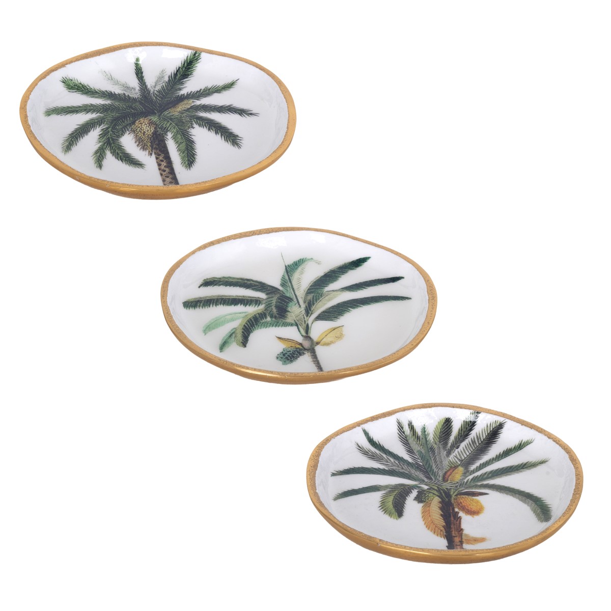 Aluminium dish with palm motif, 15 × 15 cm