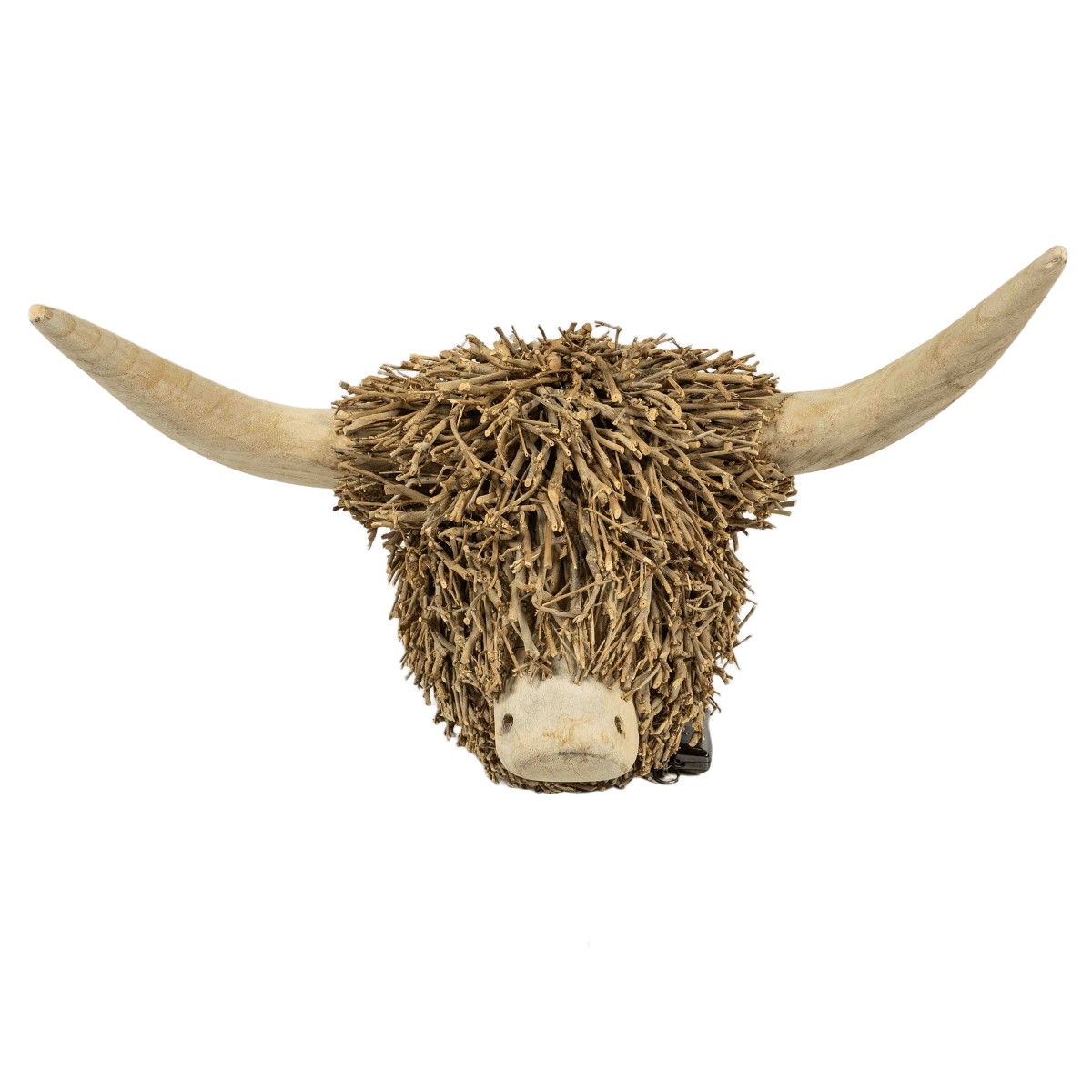 Wooden bull head wall decoration, 45 × 26 × 36 cm